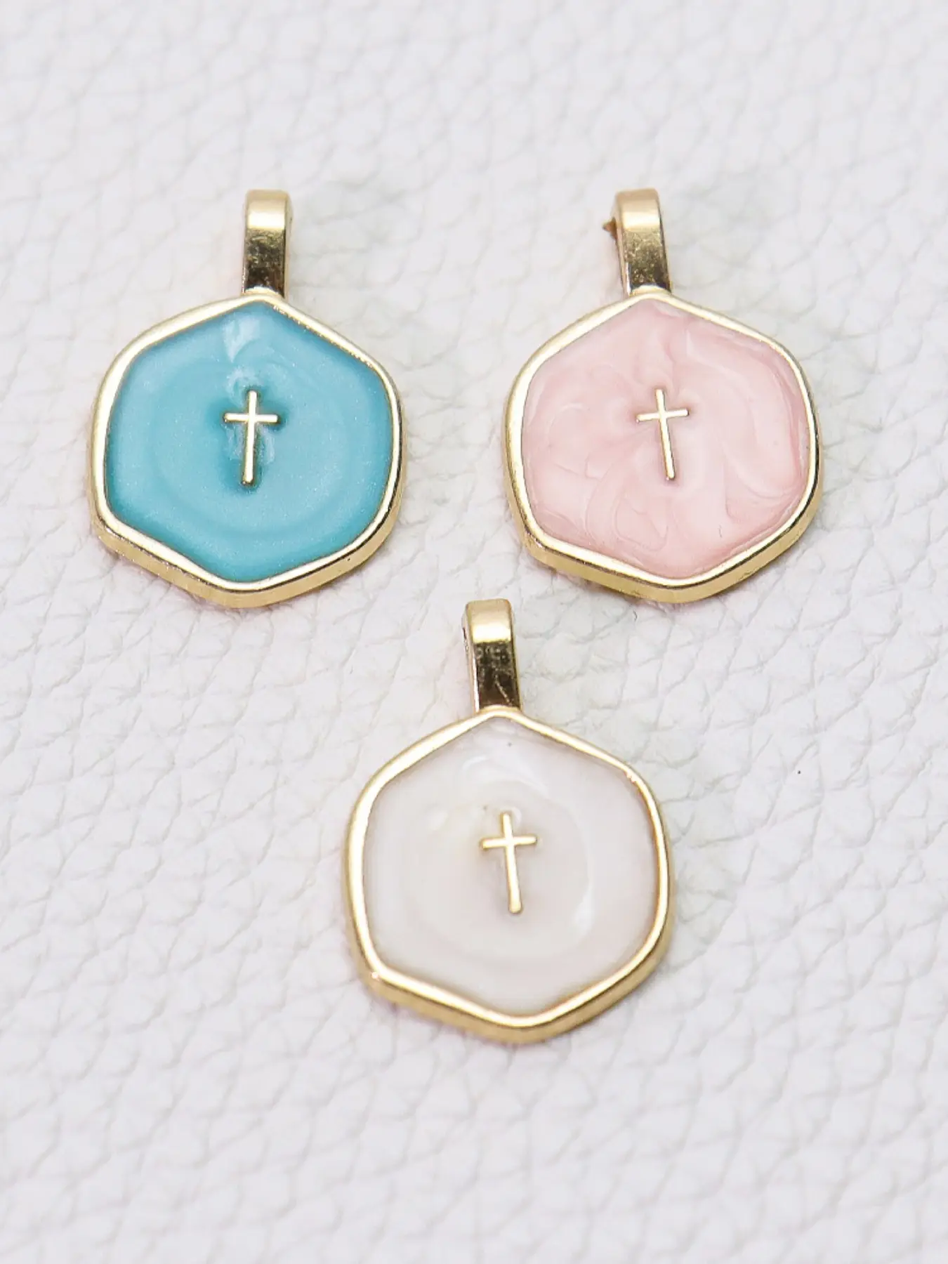 4-Piece DIY Jewelry Making Kit, Pastel Cross Pendant Charms, Alloy Charm Set for Earrings, Necklaces, Keychains, Trendy Minimalist Design, Charms for Crafts