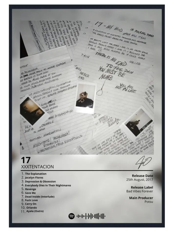 XXXTENTACION - 17 Bundle Album Poster Print, No Frame