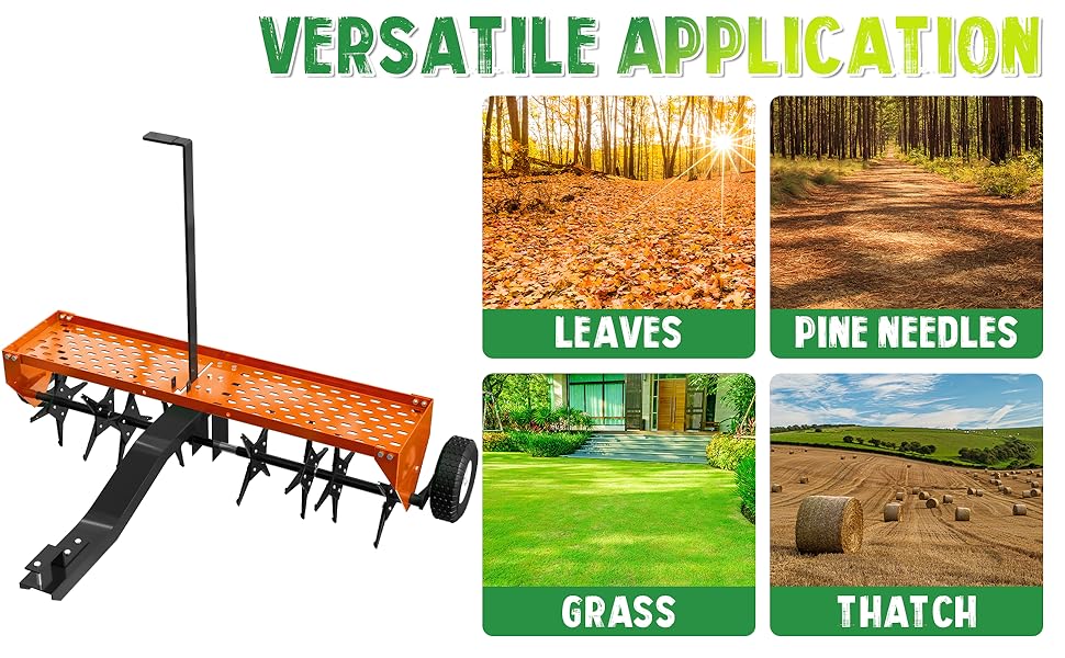 48" 122CM Tow Plug Lawn Aerator Lawn Spike Aerator Lawn& Garden Steel Heavy Duty