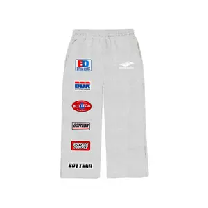 B0ttega Desires Patches Hot Sweatpants Grey Hip Hop American Streetwear Unisex Design Long Pants Casual Menswear, Gift for Him