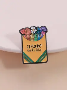 Creative Cartoon Badge, Floral Growth Motto Brooch, Flower Brooch Pin, Daily Inspiration Accessory for Creators, Unisex Fashion Jewelry