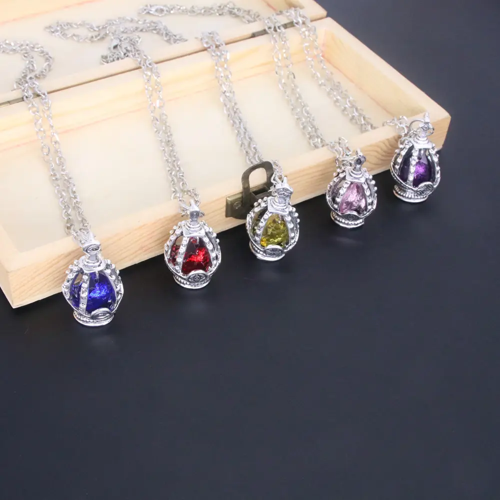 Cosplay Necklace and Ring Set Inspired by Puella Magi Madoka Magica, Metal Soul Gem Pendant Fashion Jewelry, Dangling Charms Necklace, Anime Character Cosplay Necklaces