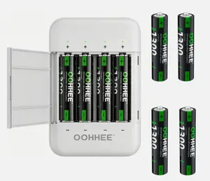 8 PCS 1.5V 1300mWh AAA Rechargeable Lithium Batteries  With Fast Charging Box