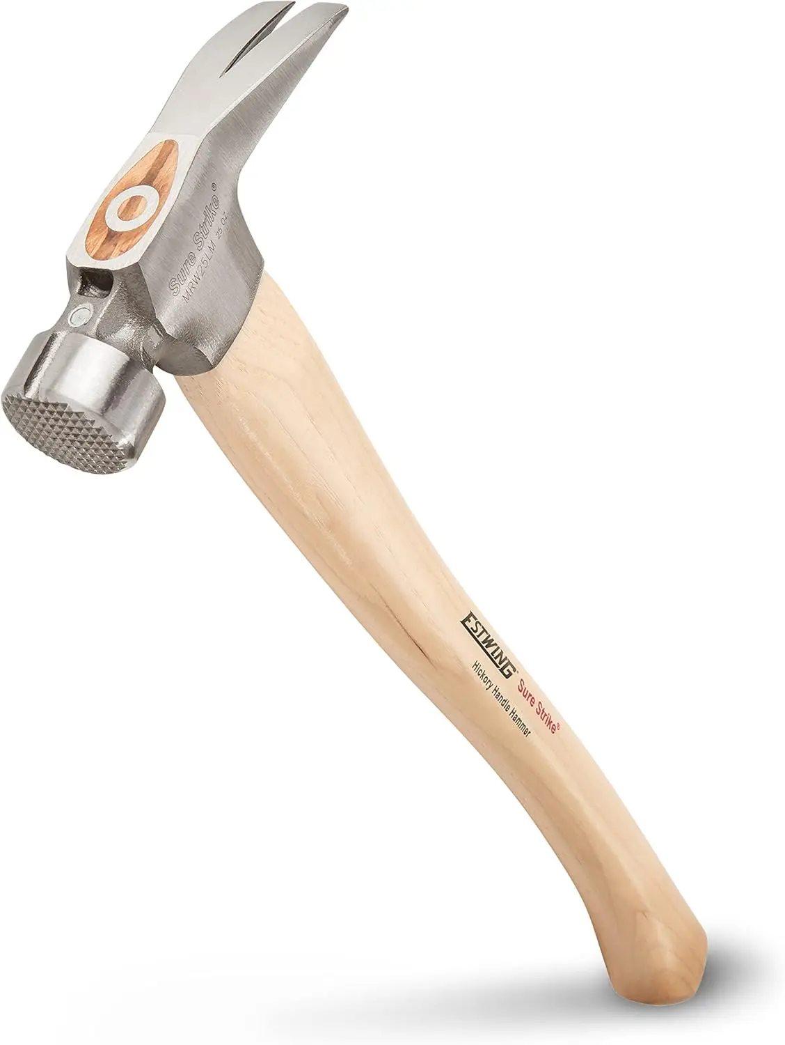 Sure Strike California Framing Hammer  25 oz Straight Rip Claw with Milled Face & Hickory Wood Handle  MRW25LM