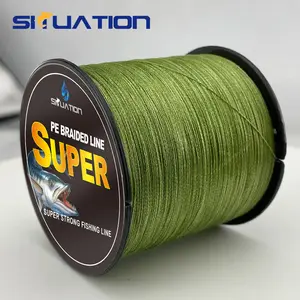 SIIUATION 1 roll of 4-strand PE braided fishing line, grass green, 300 meters/328 yards, high-strength 12 pounds 25 pounds/40 pounds/60 pounds, suitable for various fish, woven net casting, suitable for saltwater and freshwater