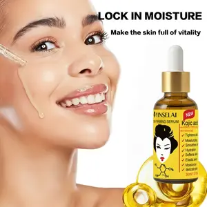Kojic Acid Firming Facial Serum, Contains Collagen+niacinamide+vitamin C+glutathione, Gentle Skincare, Locks Moisture 48 Hours, Brightening, Non-Greasy, Suitable for Sensitive Skin, Light Coffee Color, Travel Essential