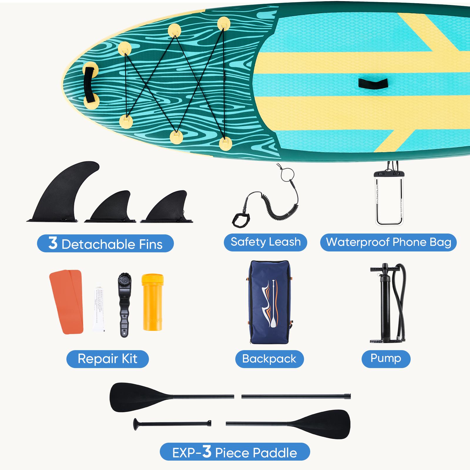 10.5ft Inflatable Stand Up Paddle Board 125.9"×32.6" | 400lbs Weight Capacity | Beginner Friendly SUP with Premium Accessories for Lakes, Rivers & Ocean 10.5ft Inflatable Stand Up Paddle Board 125.9"×32.6" | 400lbs Weight Capacity | Beginner Friendly SUP with Premium Accessories for Lakes, Rivers & Ocean
