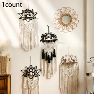 Boho Style Wall Hanging Decor, 1 Count Handwoven Macrame Wall Hanging Tapestry, Wall Art Decor for Home Living Room Bedroom Office, Hangable