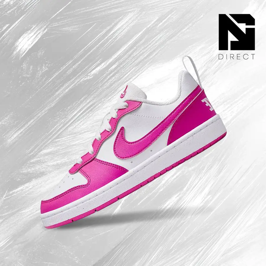 NIKE Women's Court Borough Low Recraft (GS) Low Cut Vintage Sneakers in Laser Fuchsia White for Casual Gym/Street Wear, Athletic Casual Sneakers
