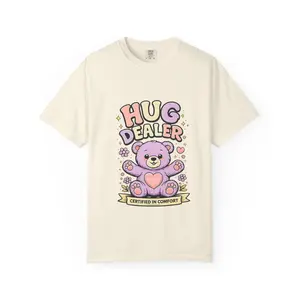 Hug Dealer Kawaii Teddy Bear Shirt | Cozy Pastel Graphic Tee | Cute Comfort Aesthetic T-Shirt | Soft Girl Streetwear