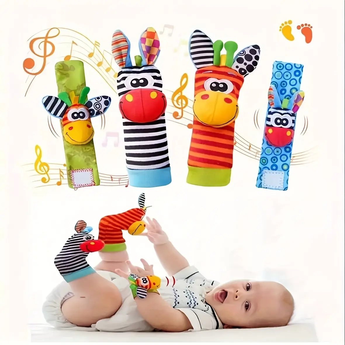 4pcs/2pcs Interactive Baby Play Toys with Sound, 4pcs/2pcs, Perfect for Halloween, Christmas, Thanksgiving Gifts, Cute Newborn Plush Toys and Infant Rattles