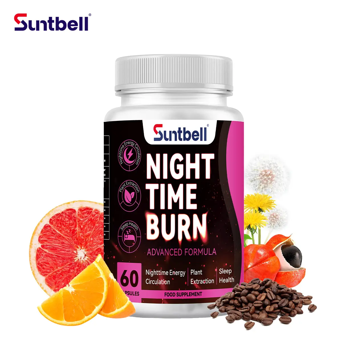 Night Time Burner 6 in 1 - Sinetrol Blend, Guarana Fruit, Ginger Roots, Willow Bark, Golden Grass, Dandelion Roots - Superfood Supplement Healthcare-