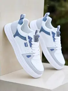 Men's Breathable Soft Sole Shoes, Comfortable Trendy Casual Sneakers, Youth Anti-Slip Leisure Shoes, Walking Shoes, All Seasons PU Leather