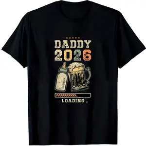 Daddy 2026 Loading Funny Pregnancy Announcement Graphic T-Shirt, New Dad Fashion Outfit, Cotton Expecting Father Tee, Casual Beer & Baby Bottle Shirt, Ideal Gift for Soon-to-Be Dads, Father’s Day Present Description: A playful vintage-style tee announcing