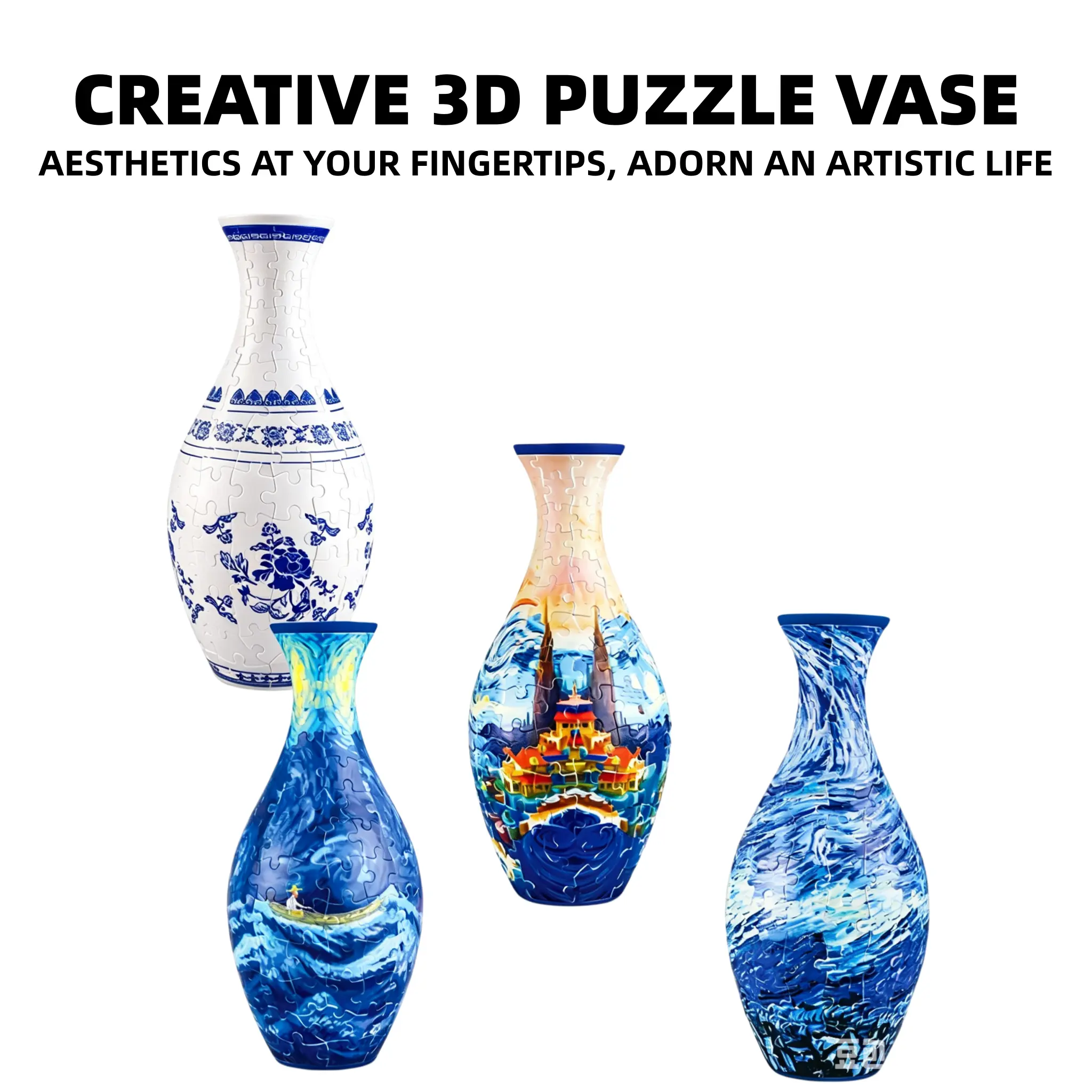 WOWSOME 160 PIECES 3D FLOWER VASE PUZZLE FOR ADULTS, DIY Assembly Jigsaw Vase Decor, Multi-Purpose Floral Arrangement Home Ornament, Unique Birthday Housewarming Gift For Women Her