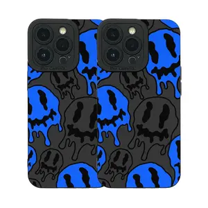 Fashion Smile Face Pattern Phone Case, Decorative Phone Protector Cover, Phone Accessories Compatible with iPhone 11 12 13 14 15 16 Pro Max Black ProtectionSamsung Galaxy S25 S24 S23 S22 Ultra Plus FE