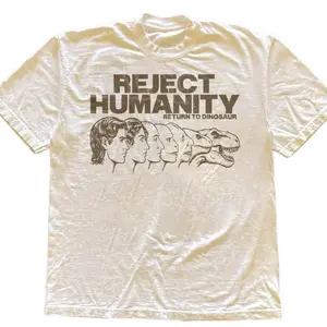 Vintage Cursed Meme T-shirt, Reject Humanity Return to Dinosaur Retro T-Shirt , Funny Graphic Tee, Gift for Gen Z, T-Rex evolution meme t-shirt