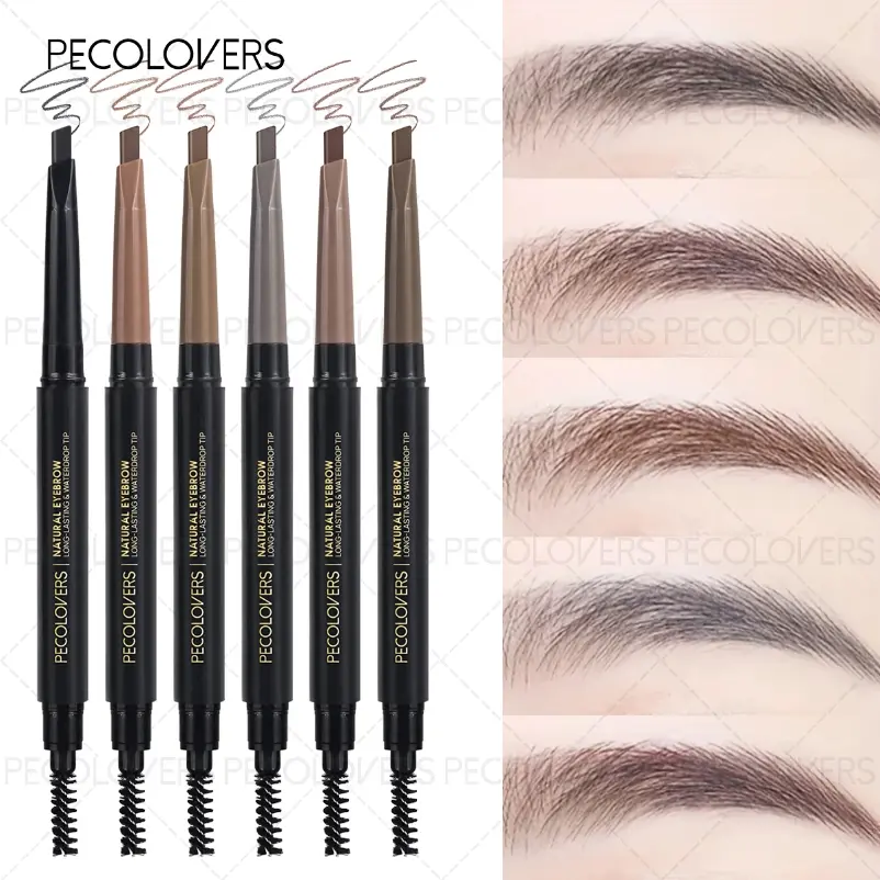 1PC Double-headed Eyebrow Pencil - Various Colors Available (dark Brown, Light Brown, Taupe, Black), Smudge-proof, Durable, Christmas Gift, Travel-Friendly Makeup for Women, Brow Brush