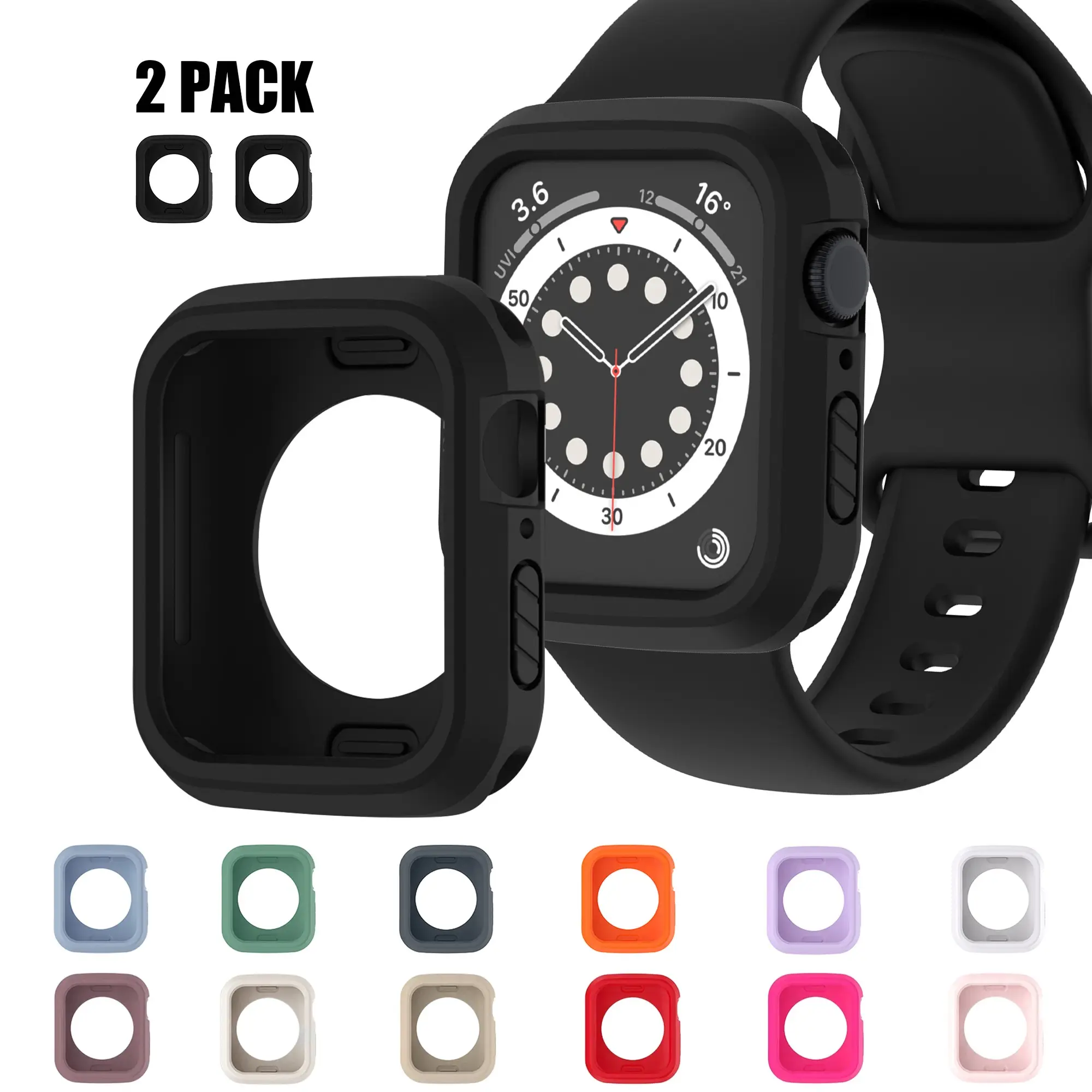 Soft Silicone Protective Watch Case Set, Compatible with Apple Watch 40/41mm 44/45mm 42mm 46mm, Unisex Half Cover Macaron Shell for Iwatch Series Se 1-11, Watch Protector, Smartwatch Accessories, Wearable Accessories, Protection