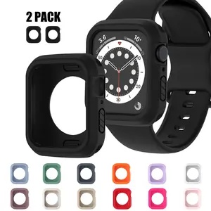 Soft Silicone Watch Case Set, Compatible with Apple Watch 40/41mm 44/45mm 42mm 46mm, Unisex Half Cover Macaron Shell for Iwatch Series Se 1-11, Watch Protector