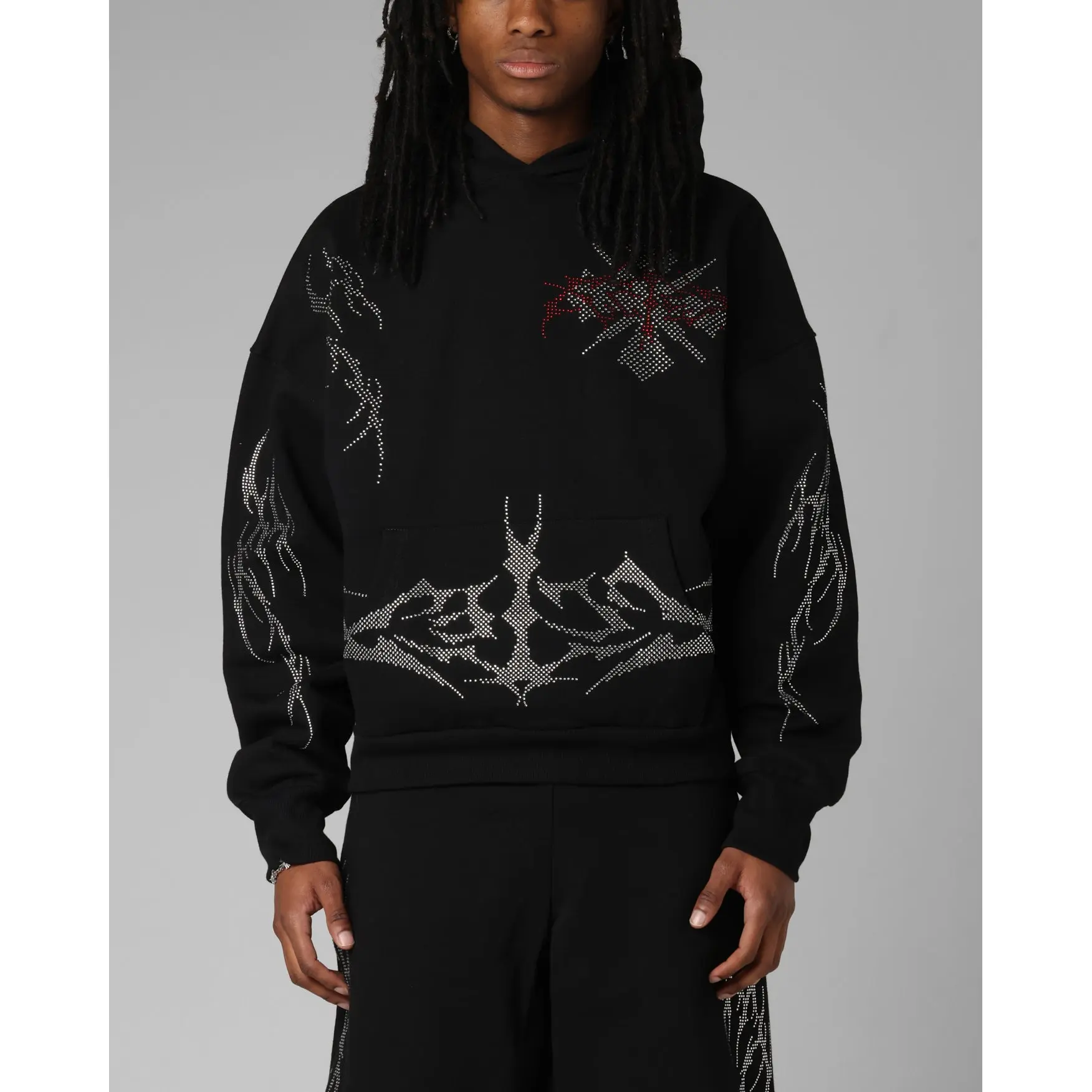 Loiter Opaque Rhinestone Premium Hoodie Black