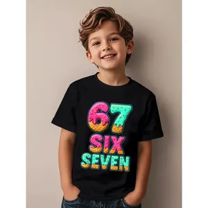 Six Seven Ice Cream Drip Sport 67 Fun Funny Aesthetic Graphic Kid T-Shirt Casual Kid T Shirts Streetwear Tees Tops for Kid