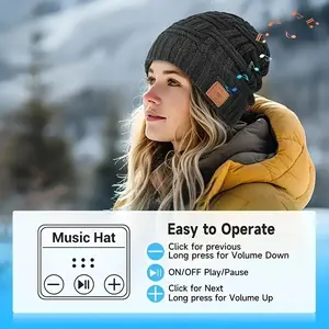 Women's Bluetooth-compatible Beanie with Ponytail Hole, Wireless Knitted Beanie with Headphones for Music and Warmth, Ideal for Outdoor Activities, Knit Hats