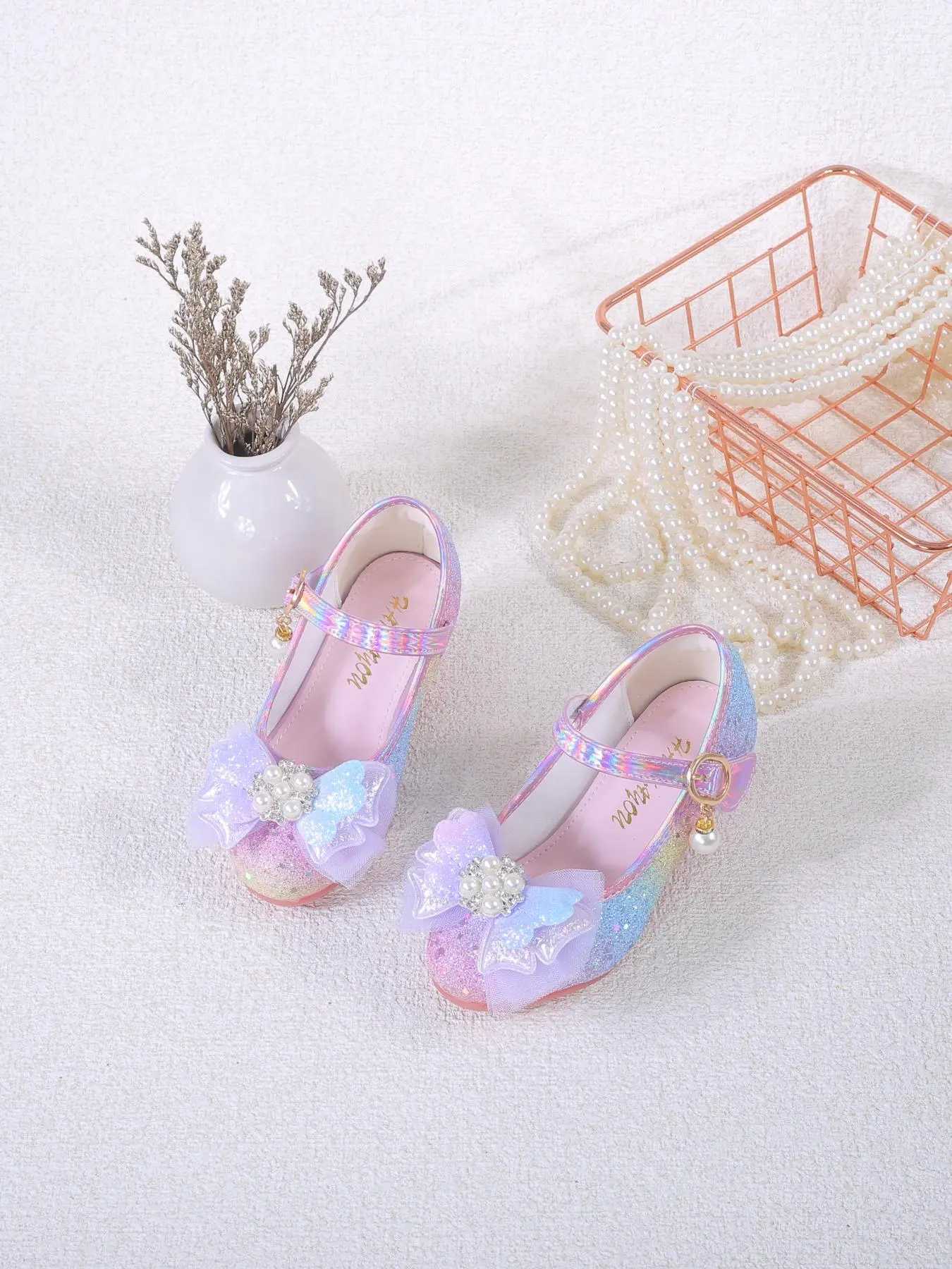 Girl's Fashionable Contrast Sequin & Faux Pearl Decorated Flats, Shoes Girls, Cute Comfortable Princess Shoes for Daily Wear, Perfect for Students and Outdoor Wear, Party Shoes