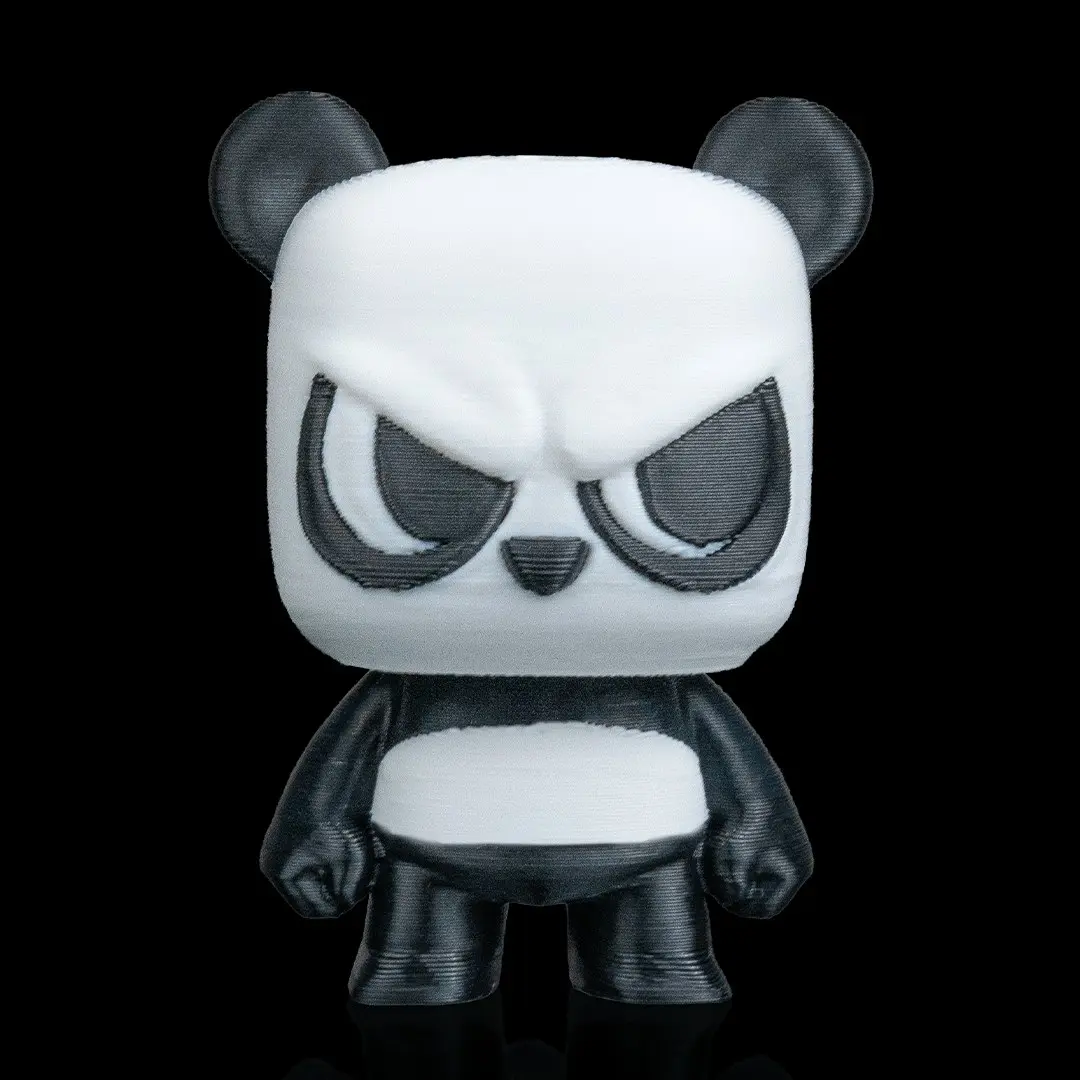 Grumpy Panda Figure, 7 cm Black and White Chibi Character Statue, Desk and Shelf Display Collectible 14+