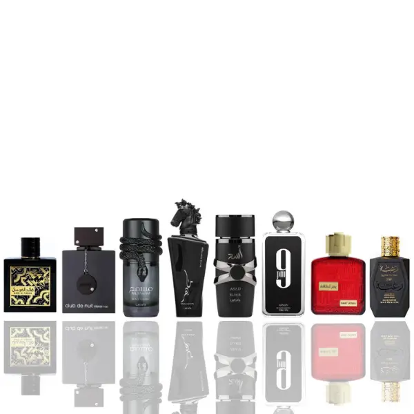 Lattafa Men's Fragrance 8-Pieces Bundle - QAED AL FURSAN, CLUB DE NUIT INTENSE, Musamam Black Intense, Maahir Black, ASAD ELIXIR, 9 PM, RAMZ LATTAFA GOLD, RAGHBA FOR MEN - High Impact, Smoky Woods Scent Profile, Mens Gifts