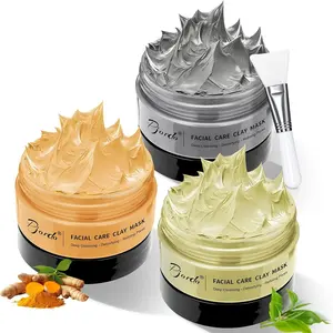 3-Piece Clay & Jelly Mask Set | Turmeric, Green Tea, Dead Sea Mud | Deep Cleansing, Oil Control & Hydration | For All Skin Types