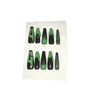 Goosebumps Halloween Inspired Press On Nails - Green and Black Design, Suitable for Various Occasions