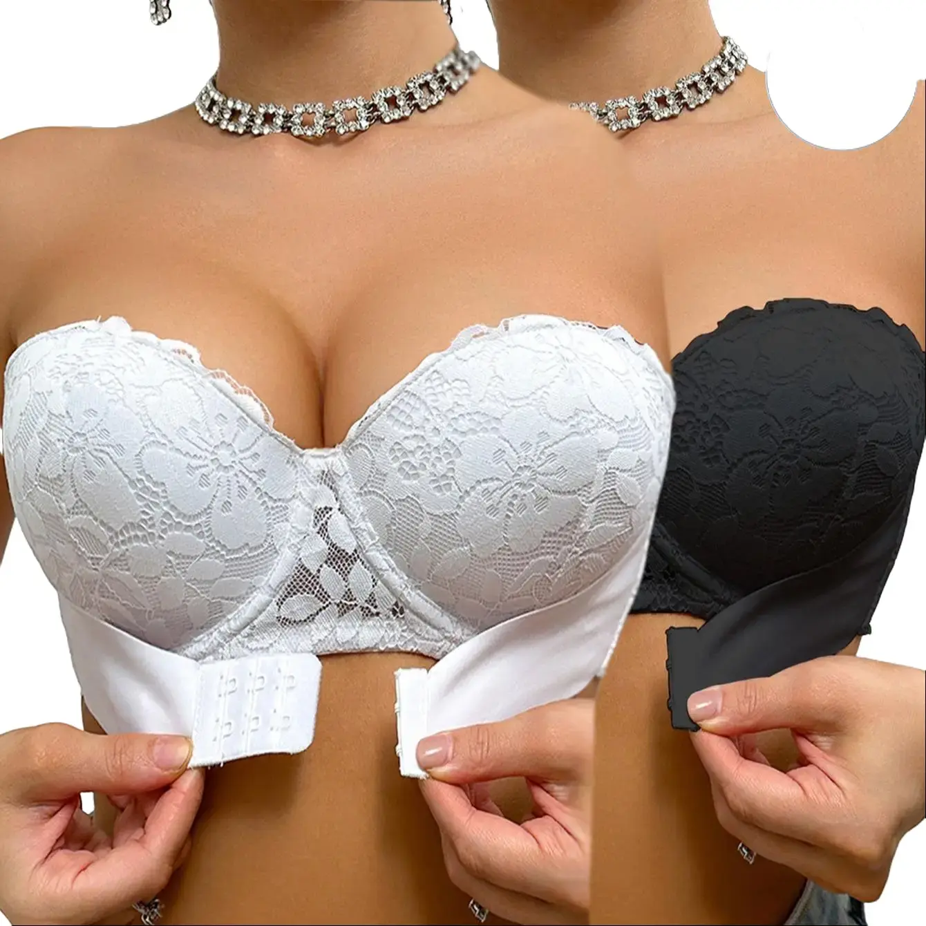 Ecomilky Women’s Seamless Strapless Bandeau Shapewear Bra Set, Nylon, Breathable Comfy Bra, Comfortable Push-Up Design, Bustline Enhancement, Fits Most Cup Sizes, Supportive Shaping, Ideal for Everyday Wear, Hand Washable, Women's Clothes, Bras For Women,
