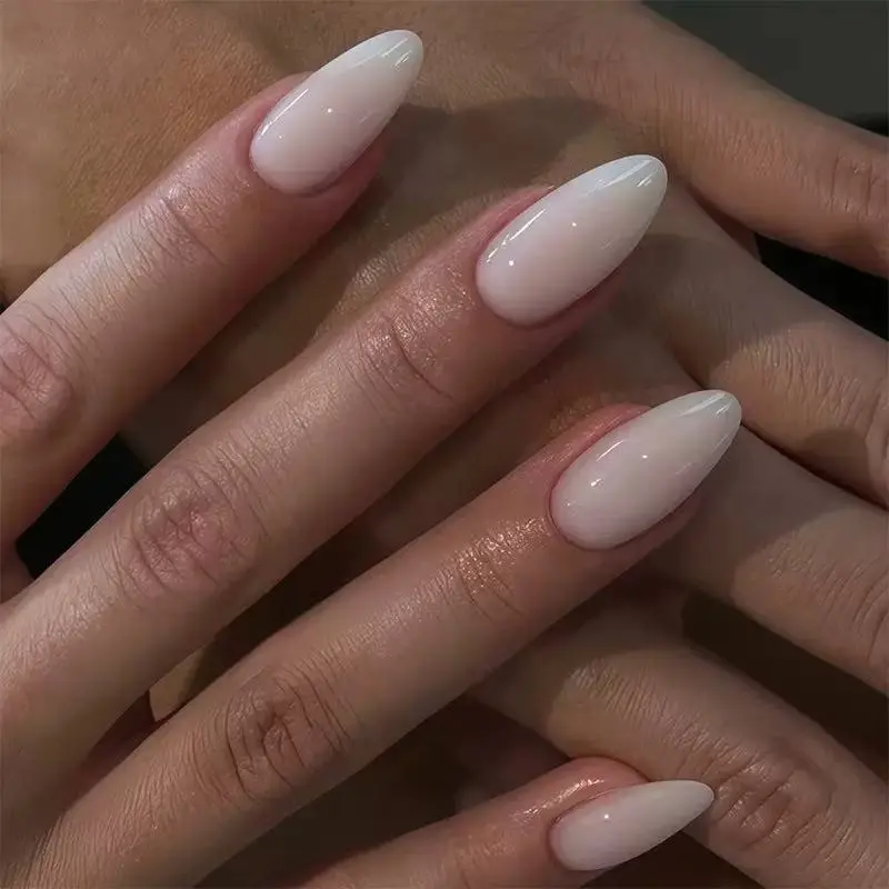 24pcs Almond Shape Nail Tips Art, Pure Color Detachable Reusable Premium Wearable DIY Fake Nails, Easy to Apply and Remove, Perfect for Salon Use