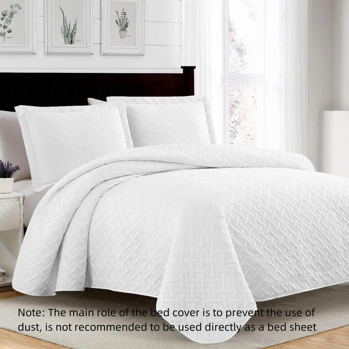 Soft Bedding Set without Pillow Filler, 3 Counts Set Solid Color Woven Print Bedspread & 2 Counts Pillowcase, Room Accessories for Home Bedroom Dormit