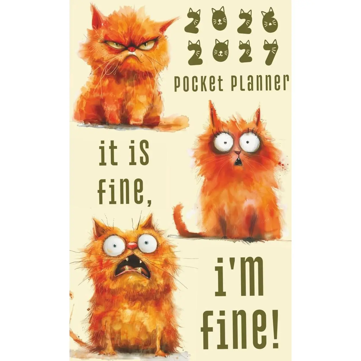 2026-2027 Pocket Planner: 2-Year Agenda Organizer for Purse with Funny Cat Theme. Monthly Calendar, Goals, and Note Pages. Paperback – October 29, 2025