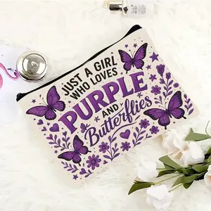 Butterfly Makeup Bag, Dual-Sided Floral Design, Lightweight Zippered Cosmetic Organizer, Organizing Travel Essentials, Cosmetic Bags Gift for Mom, Friend, Teacher