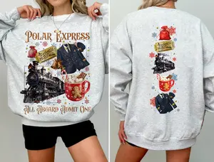 2 sided Polar Express Vintage Sweatshirt, Train To North Pole Hoodie, All Aboard Admit One Tee Shirt, Polar Express Train Shirt
