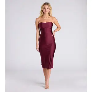 Fabulous Allure Strapless Bodycon Midi Dress
