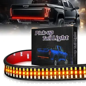 DIBMS Truck Tailgate Light Strip 60" Triple Row 360 LED Strip with Red Running Brake Lights White Reverse Light Amber Turning Signals Strobe Lights for Pickup Trucks