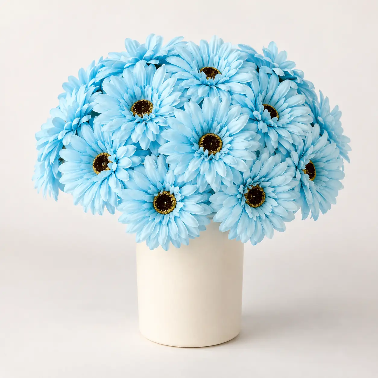 6PCS Artificial Blue Gerbera Daisy Flowers, Realistic Faux Floral Stems for Vase, Wedding Bouquets, Table Centerpieces, Party and Home Decor