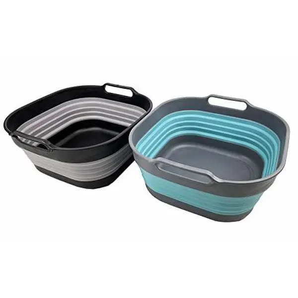 SAMMART 10L (2.64 Gallon) Collapsible Dishpan - Foldable Washing Basin - Portable Dish Washing Tub - Space Saving Kitchen Storage Tray