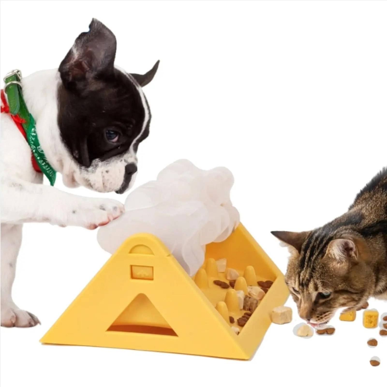 Interactive Pet Feeder Slow Feeder Puzzle Toy featuring 360° Rotating Wheels and a Non-Slip Base Effectively Alleviates Boredom in Cats and Small Dogs