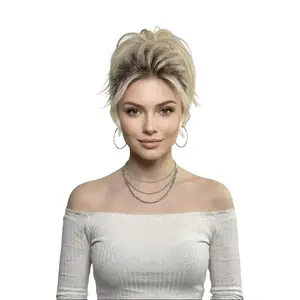 Messy Chignon Platinum Blonde Color Hair Extension, 8-Inch Synthetic Fiber Updo, Volume Scrunchie With elastic band | Zebaish Wigs And Extensions