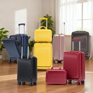 Dufominc 2-Piece Luggage Sets - 14"/20" ABS Spinner Wheel Luggage with Combination Lock, Front Opening Design, Included 14" Cosmetic Case,summervibes
