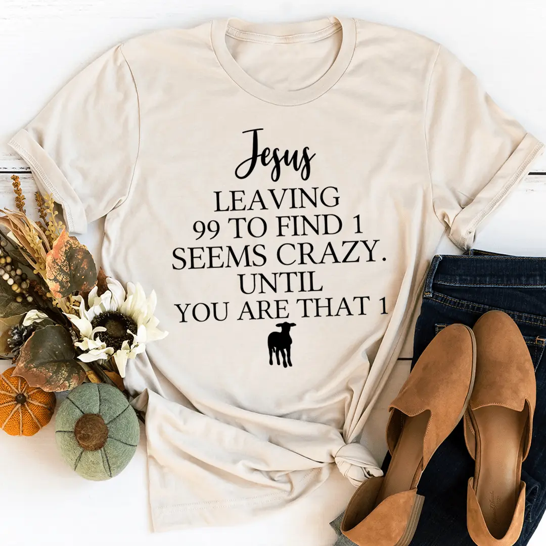 Women's Jesus Leaving 99 To Find 1 Round Neck Short-Sleeve T-Shirt, Comfortable Everyday Cardigan-Tee Hybrid