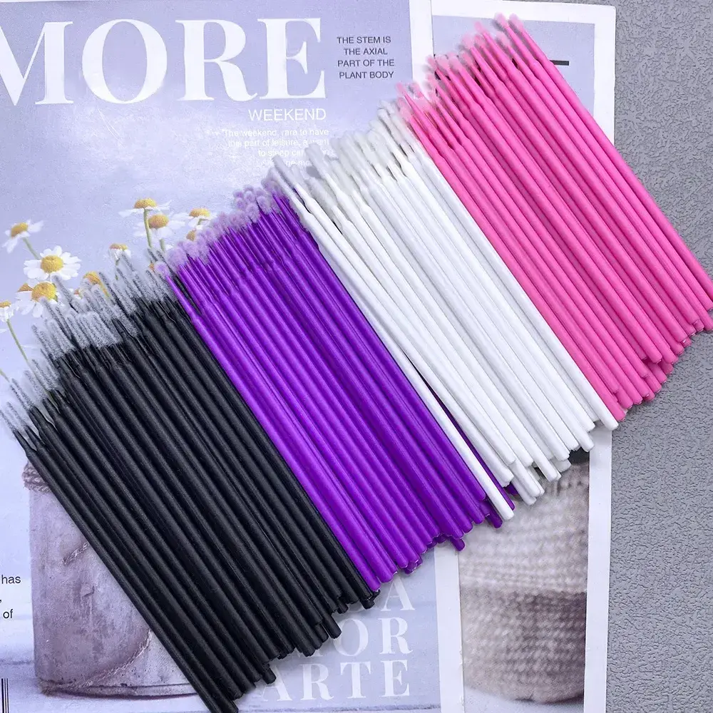 100/500pcs Eyelash Cleaning Brush Lash Extension Micro Cotton Swab Individual Eyelashes Microbrush Beauty Makeup Clean Remover 2026 New