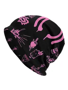 1PC	Outdoor Hats Fashion Yungblud Drawings Tattoo Sheet (Pink) Thin Hat Bonnet Hipster Skullies Beanies Caps Men Women's Earmuffs