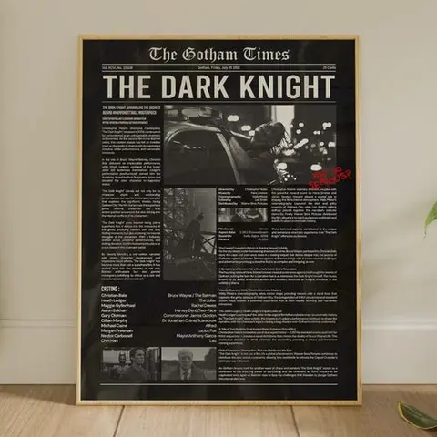 The Dark Knight  Moive Poster, FHD Wall Decor Wall Hangings, Museum Poster, Poster Decor Room, Movie Poster(Note: Frame shown for display only) Modern Home Decoration Tombstone Wall Art Gift
