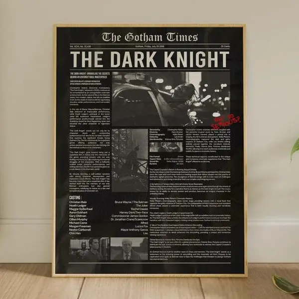 The Dark Knight  Moive Poster, FHD Wall Decor Wall Hangings, Museum Poster, Poster Decor Room, Movie Poster(Note: Frame shown for display only) Modern Home Decoration Tombstone Wall Art Gift